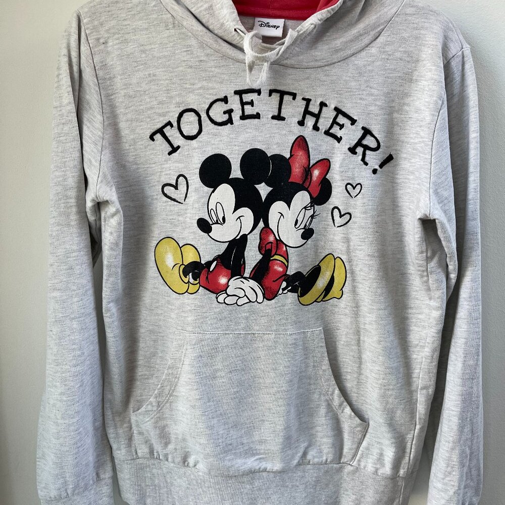 Disney Mickey and Minnie Together hoodie light grey and red Size M